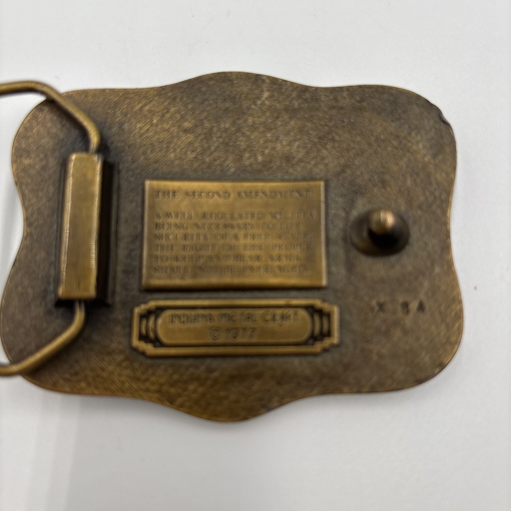 Vintage Brass Belt Buckle The Second Amendment Our American Heritage - Picture 5 of 5